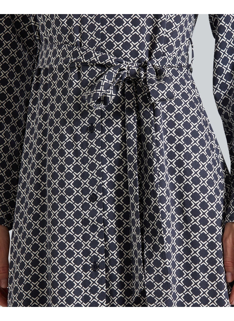 SLIM GEOMETRIC PRINTED SHIRT DRESS