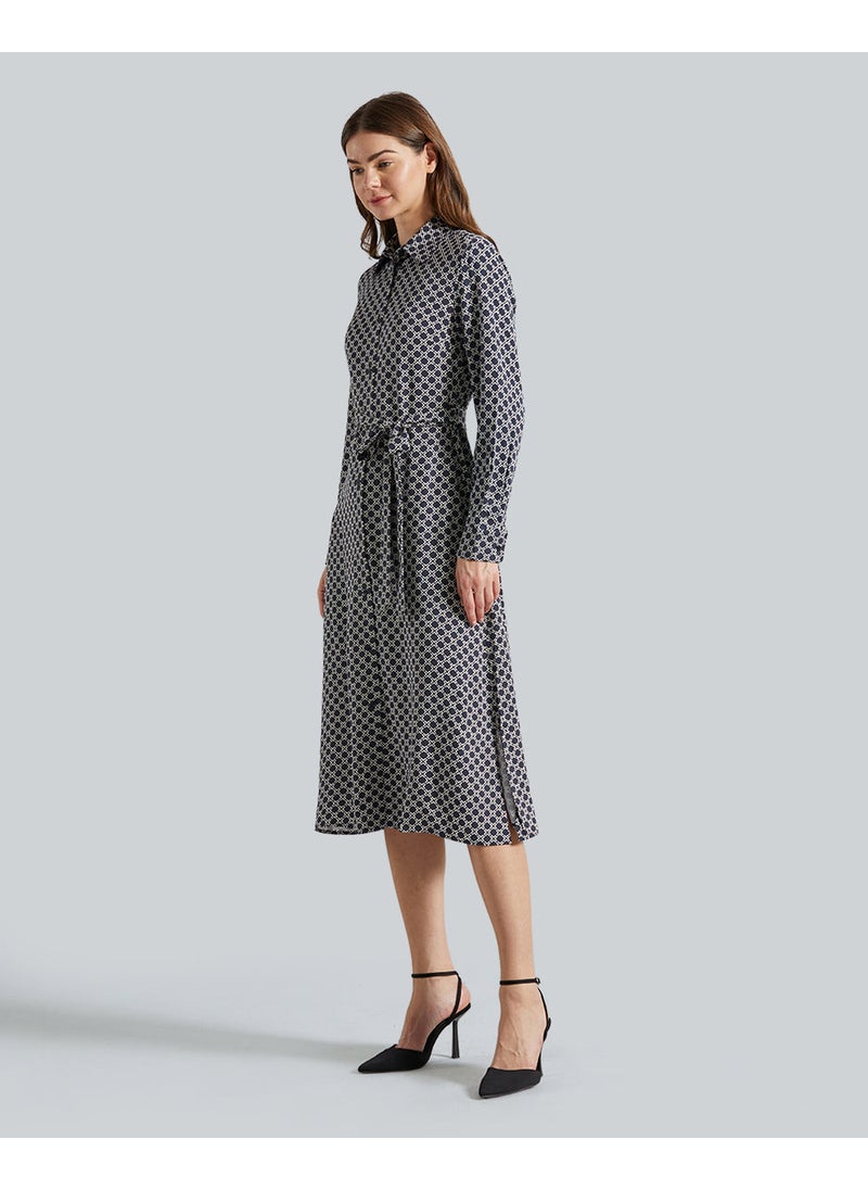 SLIM GEOMETRIC PRINTED SHIRT DRESS