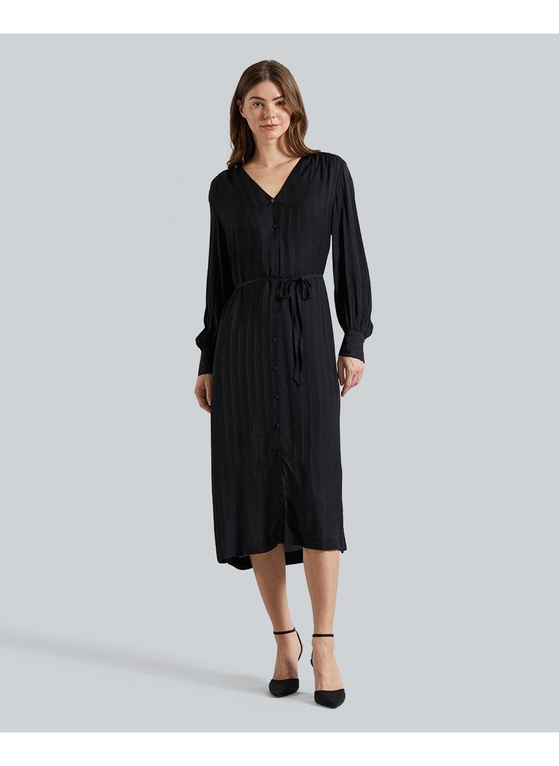 RELAXED SATIN STRIPE SHIRT DRESS