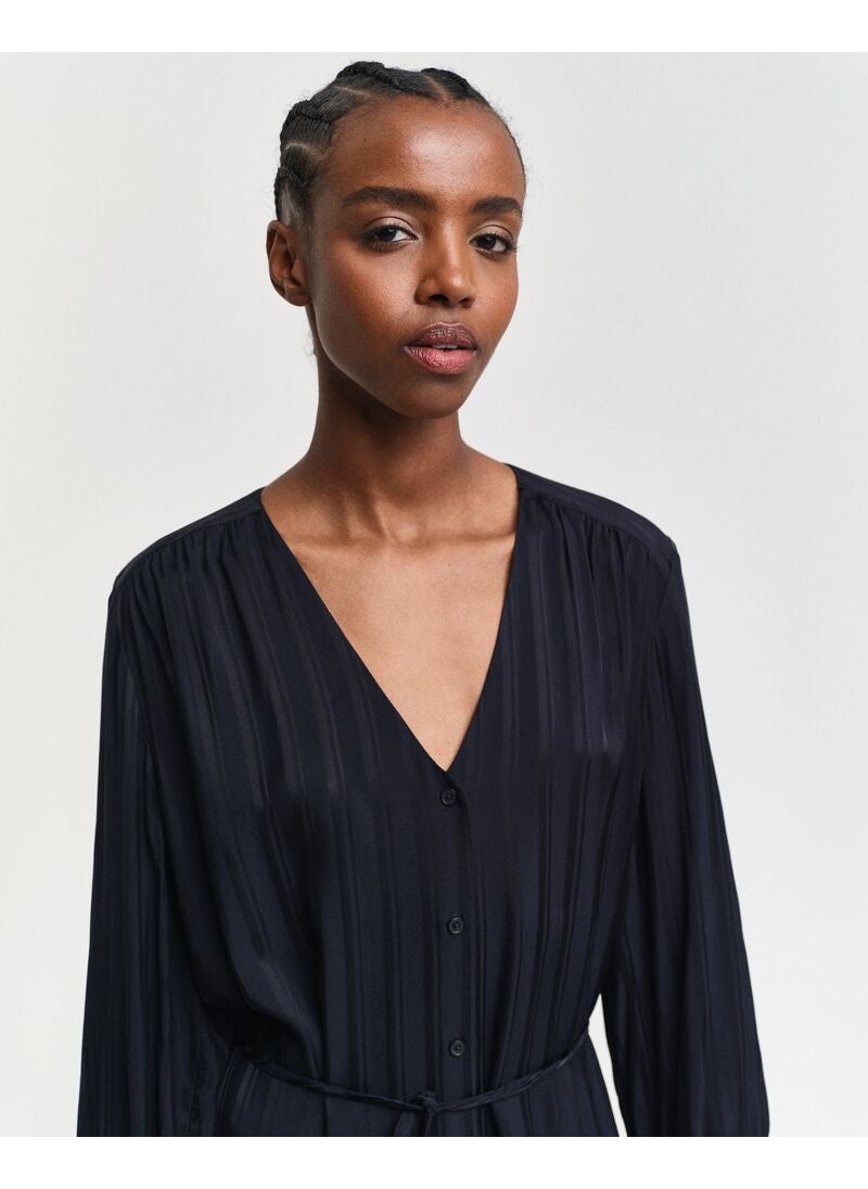 RELAXED SATIN STRIPE SHIRT DRESS