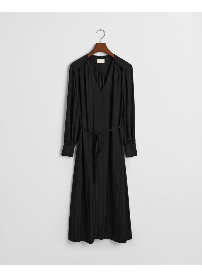 RELAXED SATIN STRIPE SHIRT DRESS