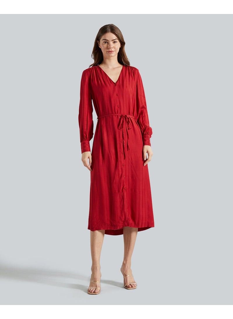 RELAXED SATIN STRIPE SHIRT DRESS