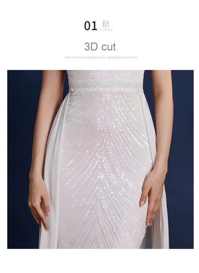 Elegant High-End Evening Gown for Women - Luxe Slim Fit Sequin Long Dress Perfect for Parties and Galas