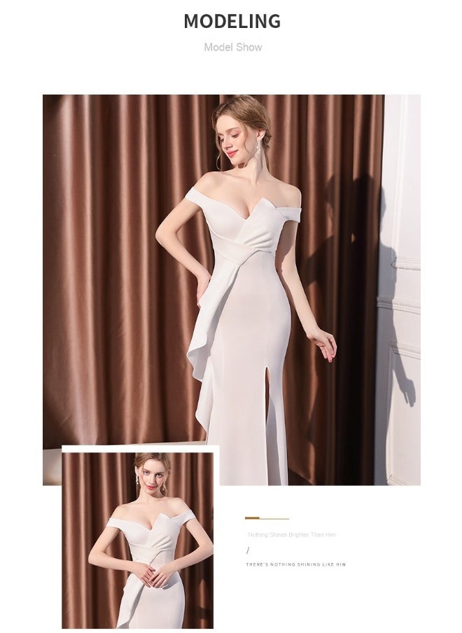 Off-Shoulder High-End Evening Gown for Women - Long Elegant Dress for Sophisticated Events