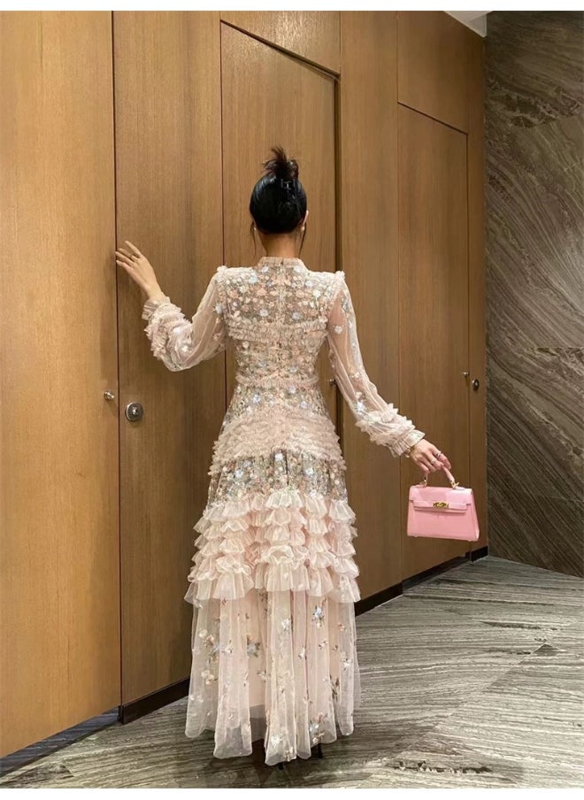 Dreamy Floral Embroidered Tulle Maxi Dress