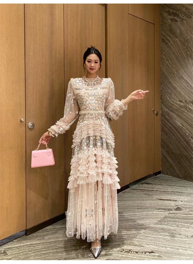 Dreamy Floral Embroidered Tulle Maxi Dress
