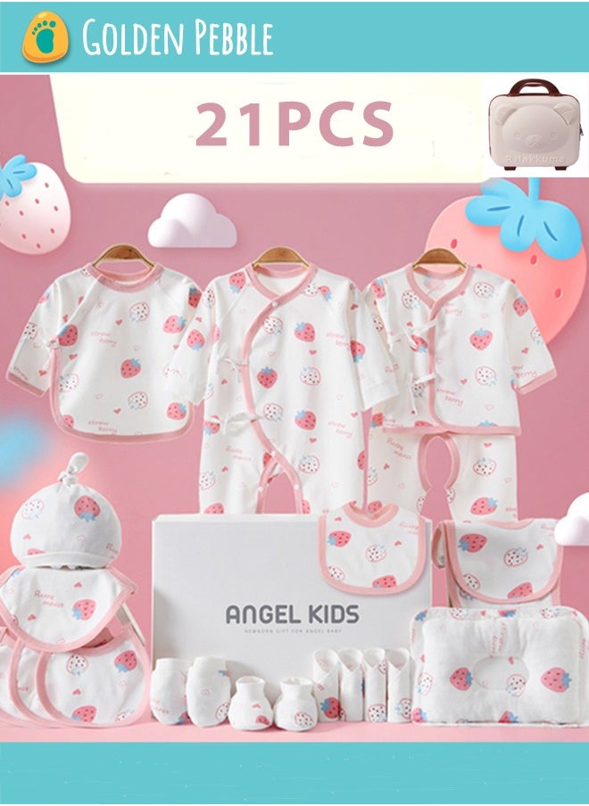 21PCS Newborn Baby Gift Set, Newborn Layette Gift Set for Boys and Girls, Babies Essential Clothes Accessories with Baby Blanket, 100% Premium Cotton, for Spring Summer Autumn Winter Four Seasons