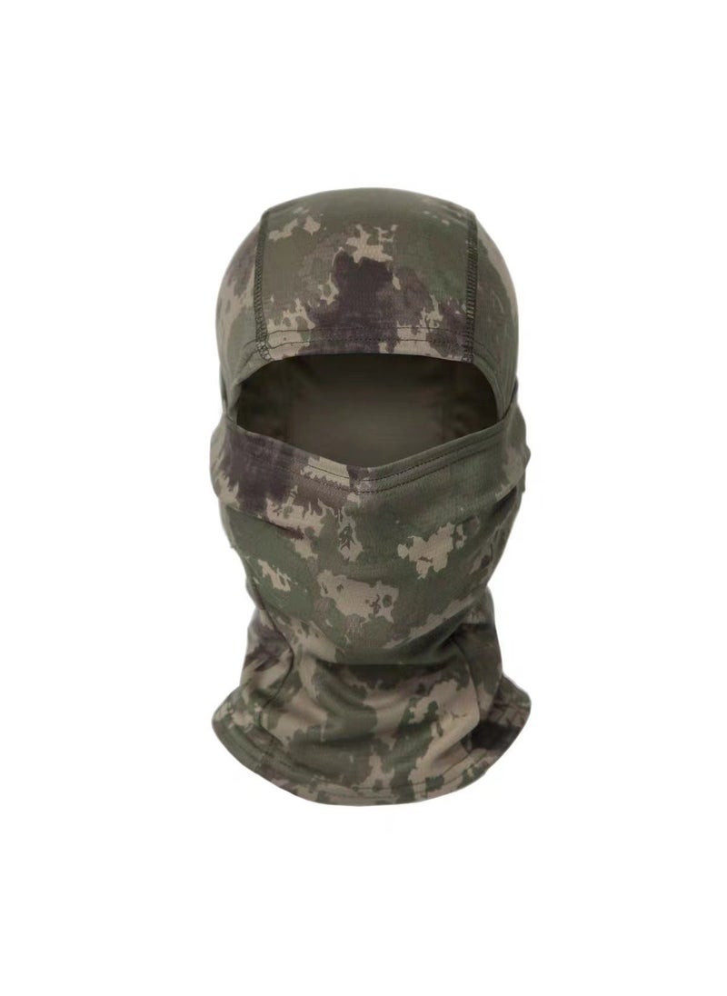 Camouflage Neck Sleeve Summer Riding Headgear Icy Turban Dustproof Scarf Mens Sunscreen Fishing Mask Face Cover Pullover Cap spotted green