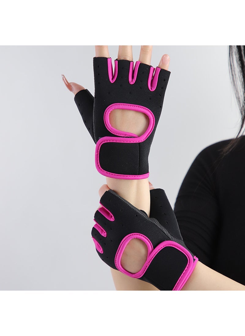 Fitness Breathable Sports Mens and Womens Basketball Dumbbells Weightlifting Training Gloves Horizontal Bar Riding Half Finger Wrist Guard Half Finger Non-slip Purple