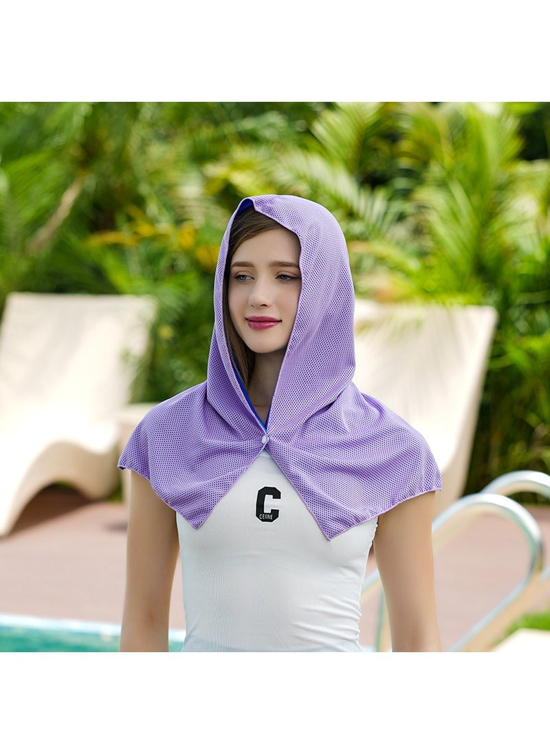 Cross-border new full cold cooling beach shawl summer sunscreen breathable UV sunshade in stock wholesale Purple