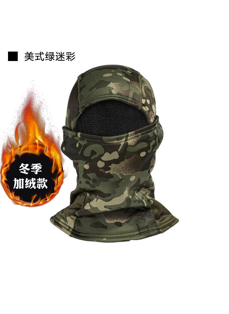 Winter Fleece Balaclava Camo Windproof Ski Mask American green camouflage [fleece-lined]]