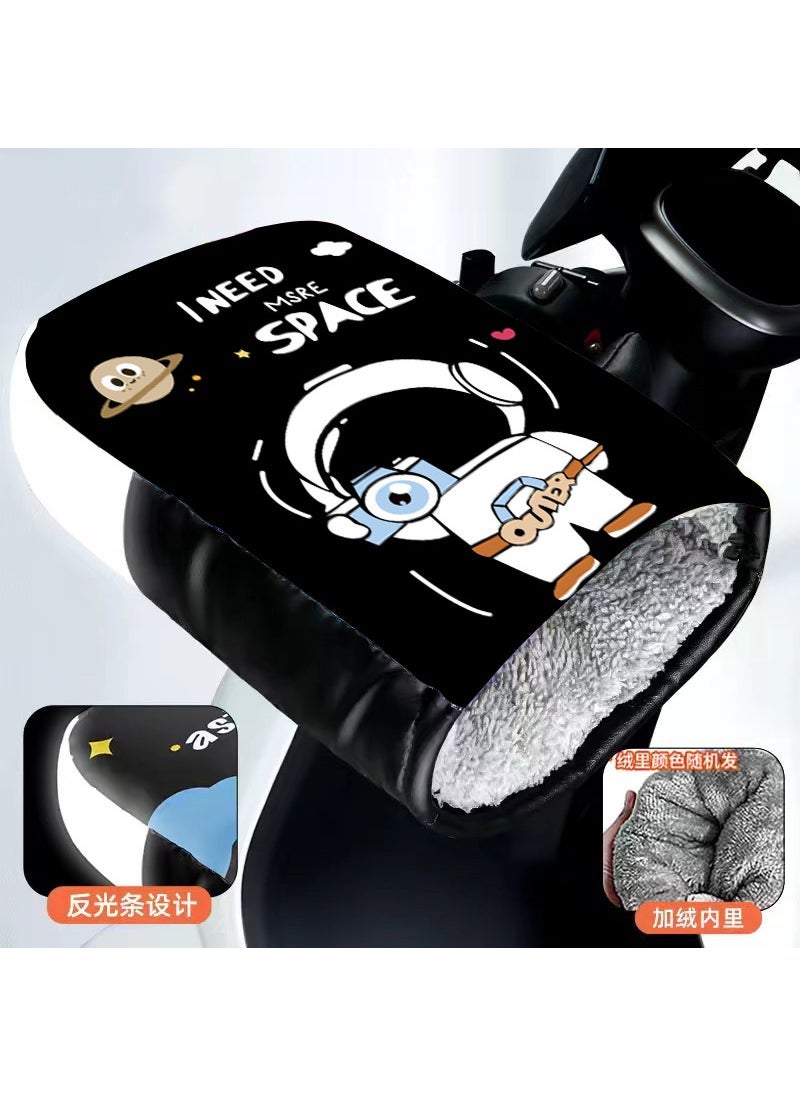 Waterproof Thick Velvet Motorcycle Handlebar Covers Black spaceman