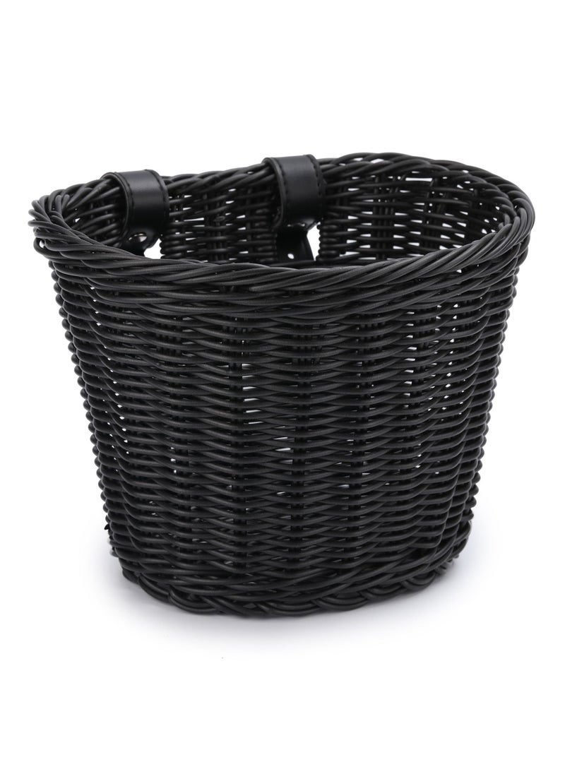 Handwoven Rattan Scooter Basket Child Bike Black Medium 21*16*16