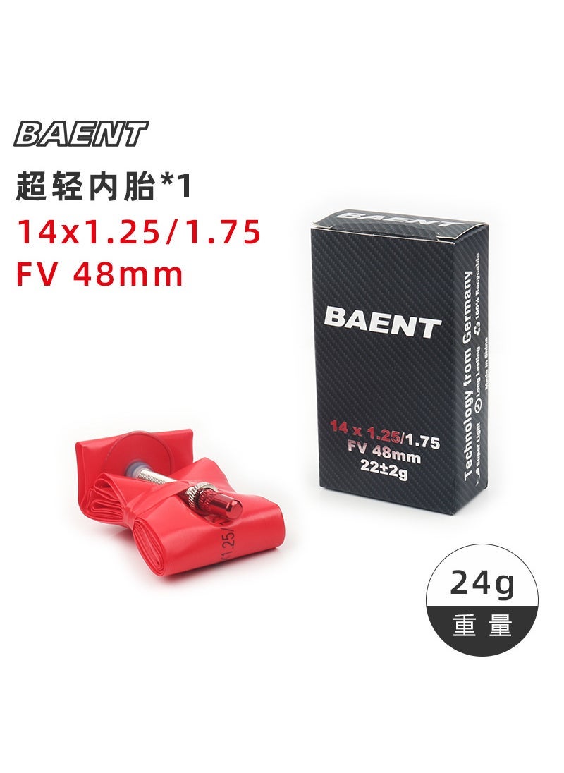 BAENT Ultra Light Road Bicycle Inner Tube 700C 20*1(1-1/8) Wear-resistant, Lightweight and Durable French Mouth F/V60 F/V48L 14*1.25/1.75（254）