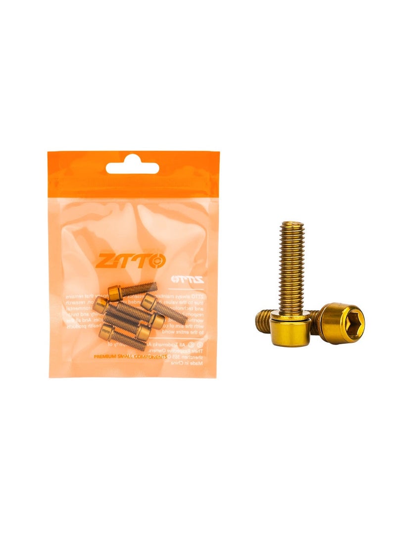M5*18mm Colorful Bicycle Stem Bolts Anti-Rust Gold (6 pieces)