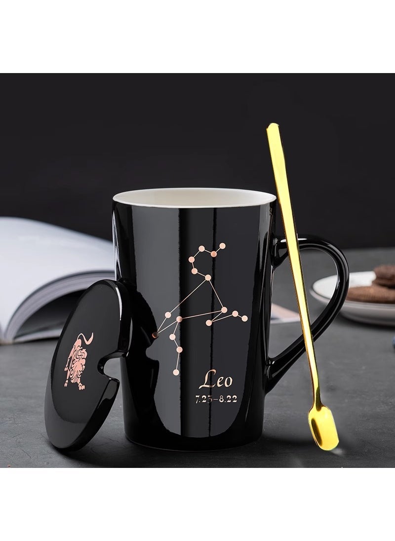 New Home Mug Twelve Constellation Creative Couple Water Cup Home Drinking Cup Office Coffee Cup Black Leo