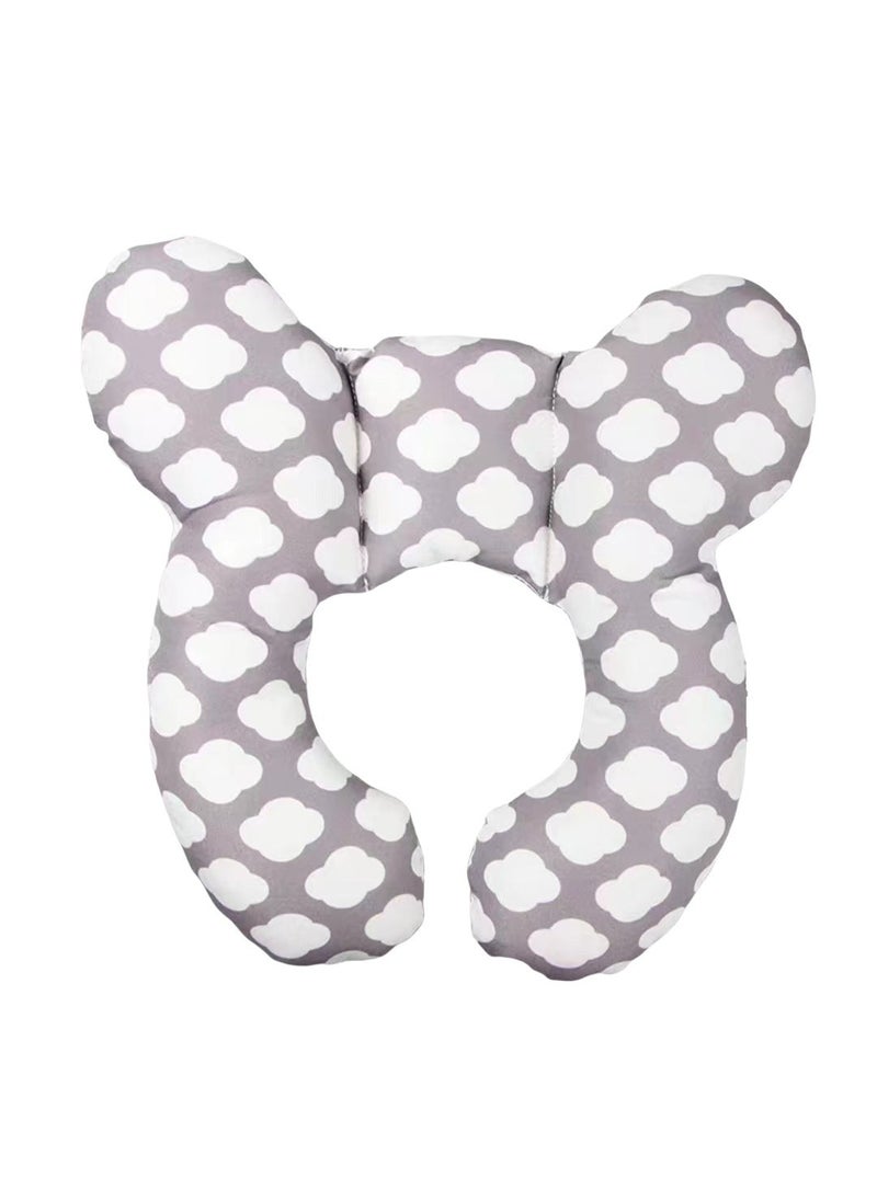 Baby Stroller childrens car safety seat headrest U-shaped pillow neck pillow travel sleeping washable pillow Clouds
