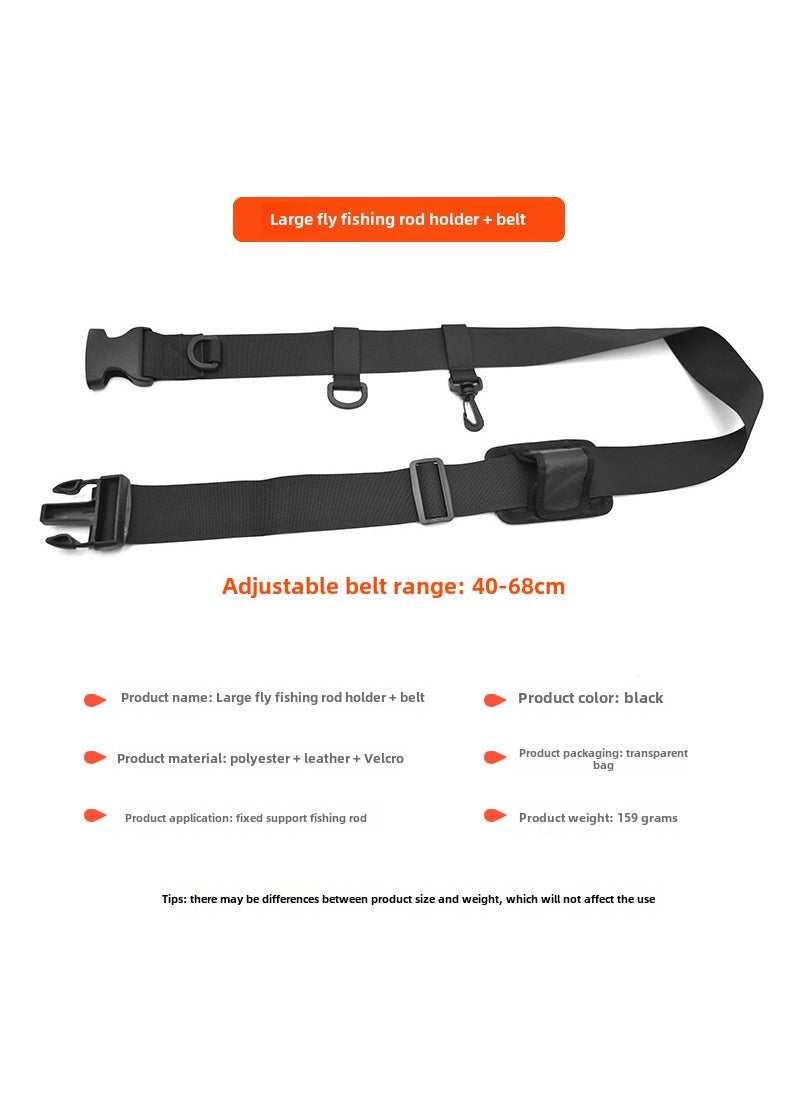 Portable Fly Fishing Rod Support Belt Holster Stream and Sea Fishing Gear Black Large Multifunctional Belt