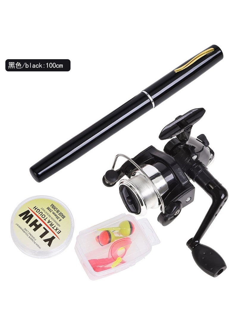 Weihai factory wholesale pen fishing rod cross-border Mini 1m ice fishing rod set pocket raft Rod portable Rod Black
