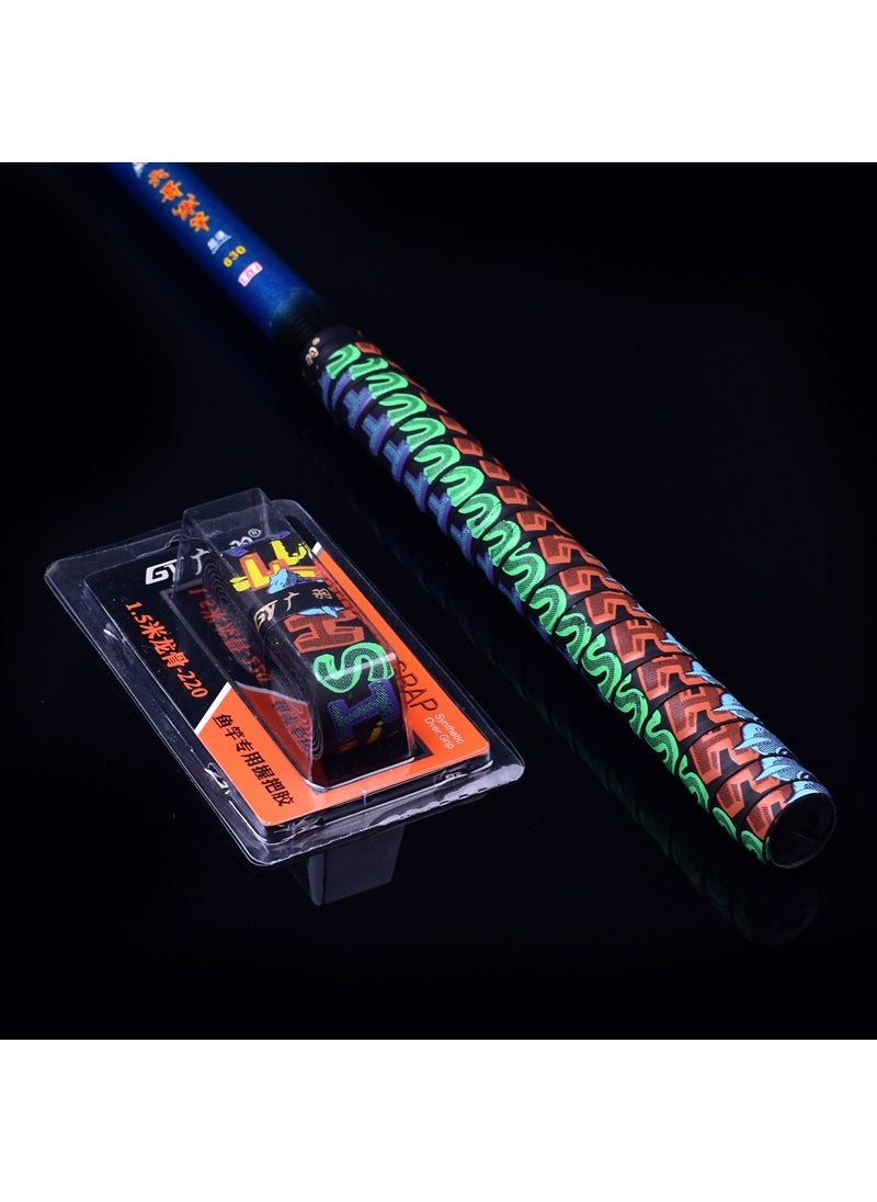 1.5m Shark Grip Sweatband Printed Dragon Design Extended Fishing Rod Anti-slip Wrap Black