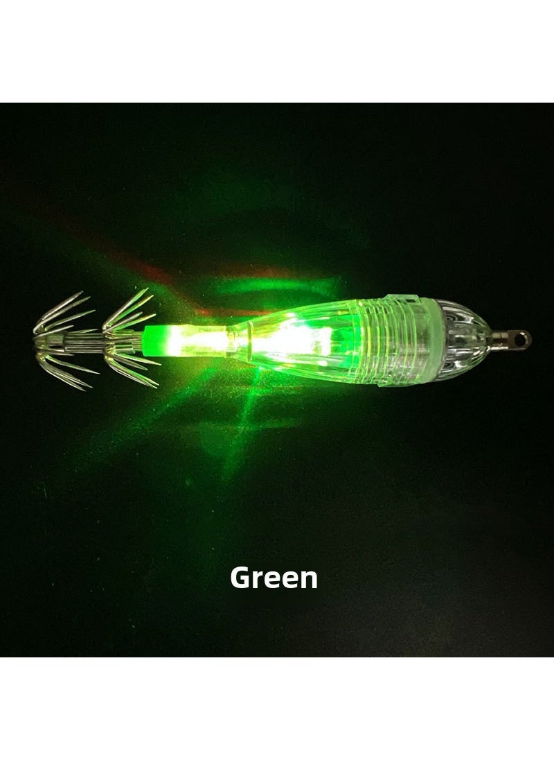 Deep Sea Fishing LED Squid Light with Hook  Battery Green