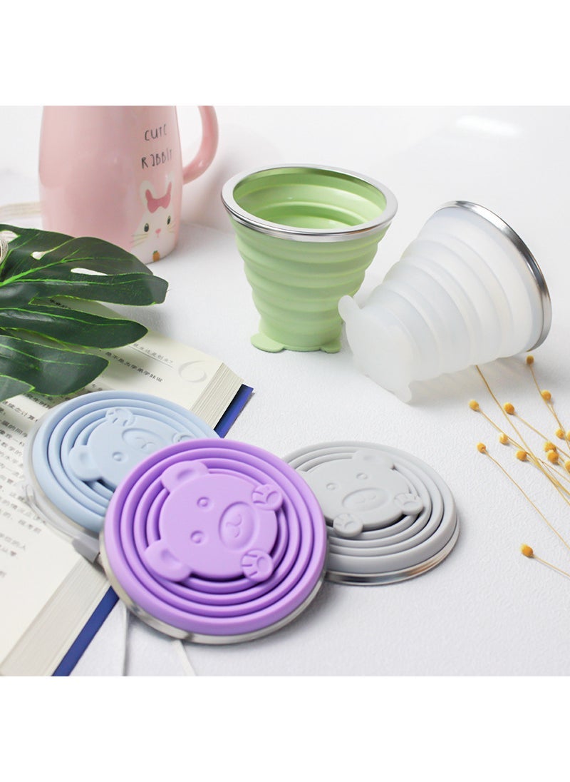 Cartoon Silicone Folding Cup Portable Green