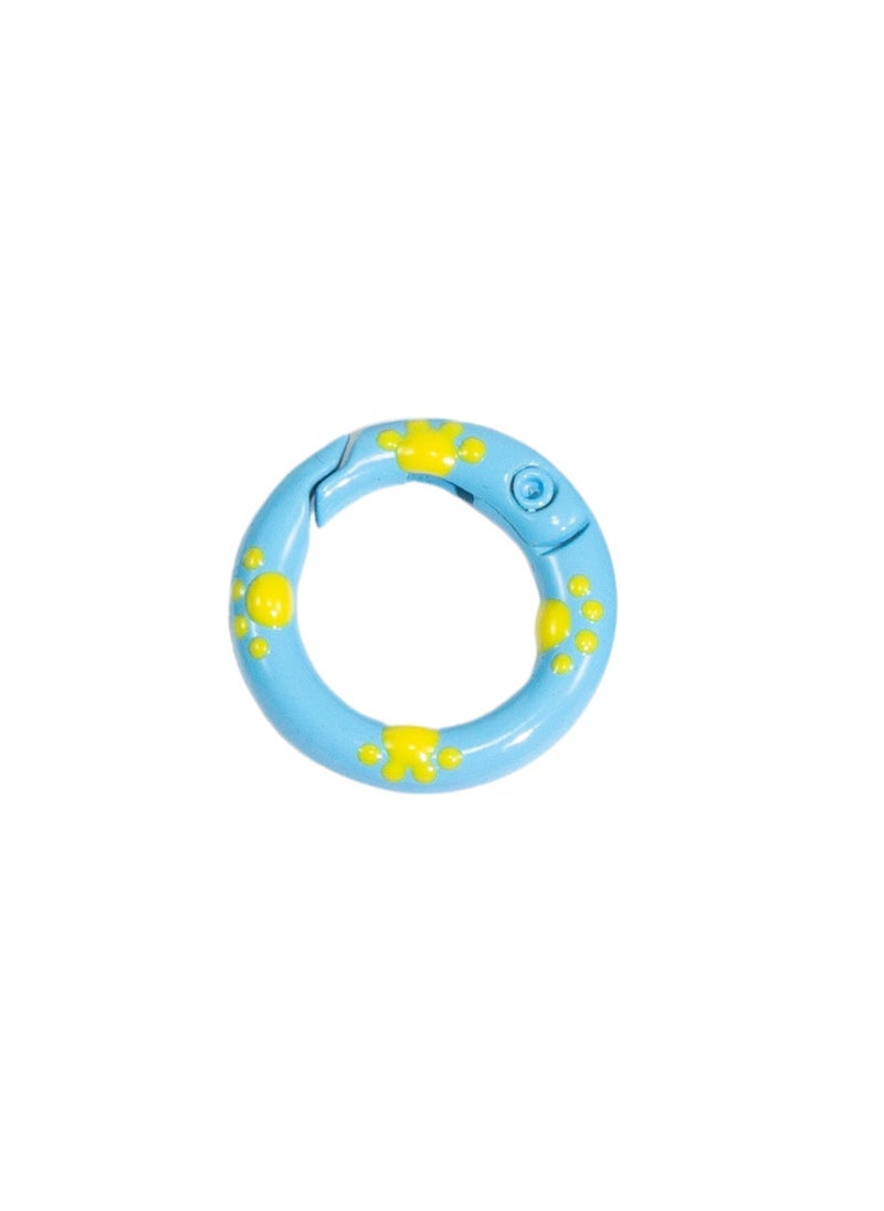 Colorful Hand-Painted Cat Paw Carabiner Keychain DIY Alloy Ring 20mm sky blue