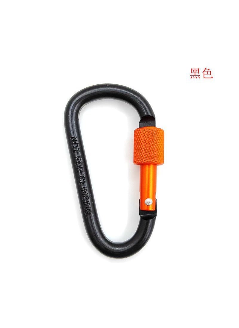 8mm Aluminum Lock Carabiner Clip with Custom Logo Black and Orange