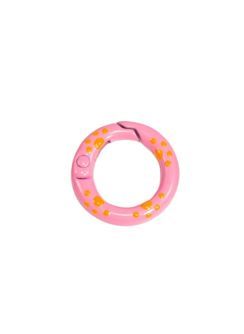 Colorful Hand-Painted Cat Paw Carabiner Keychain DIY Alloy Ring 20mm peach color