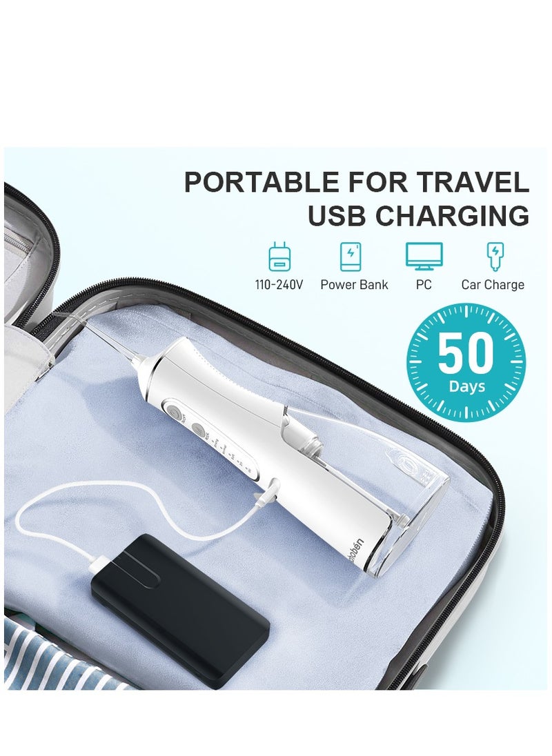 Portable Water Dental Flosser For Teeth Cleaning Dental Oral Irrigator With 4 Modes Scalable 4 Jet Nozzles IPX7 Water Resistance 300ML