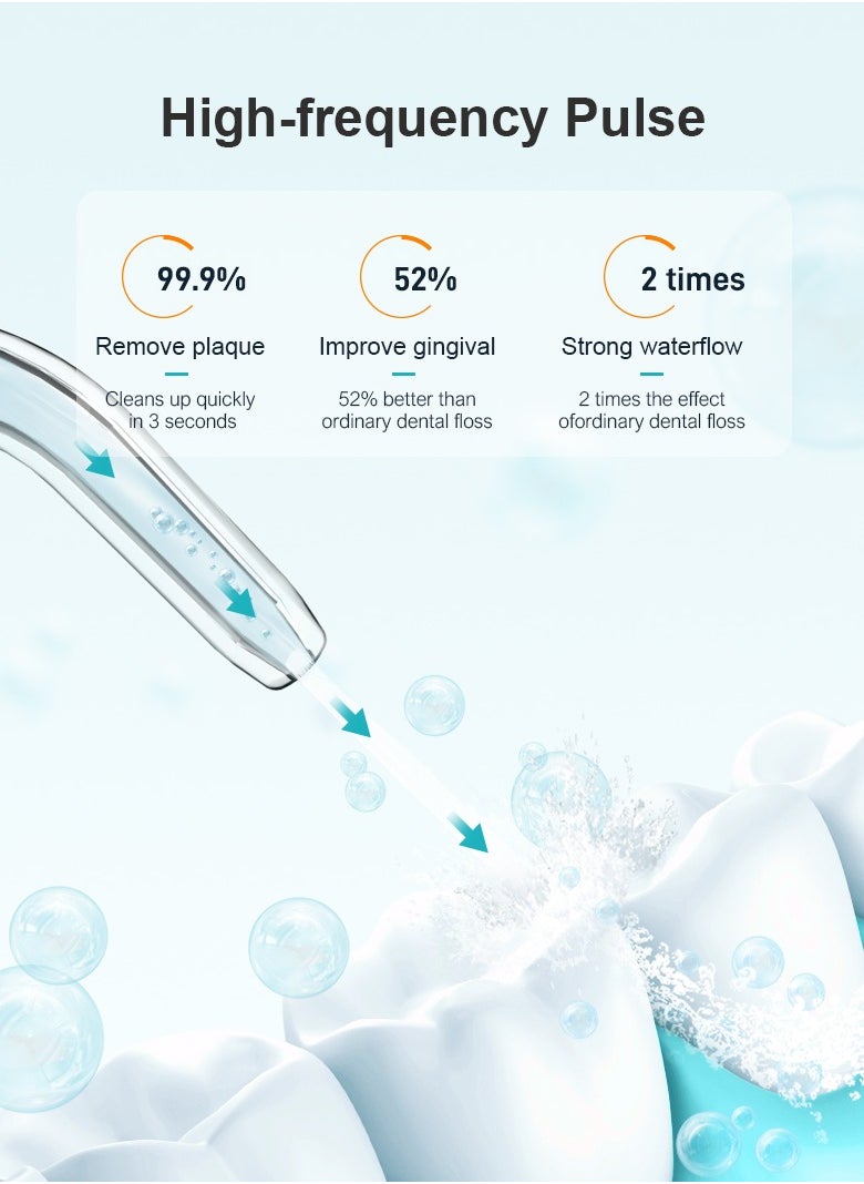 Portable Water Dental Flosser For Teeth Cleaning Dental Oral Irrigator With 4 Modes Scalable 4 Jet Nozzles IPX7 Water Resistance 300ML