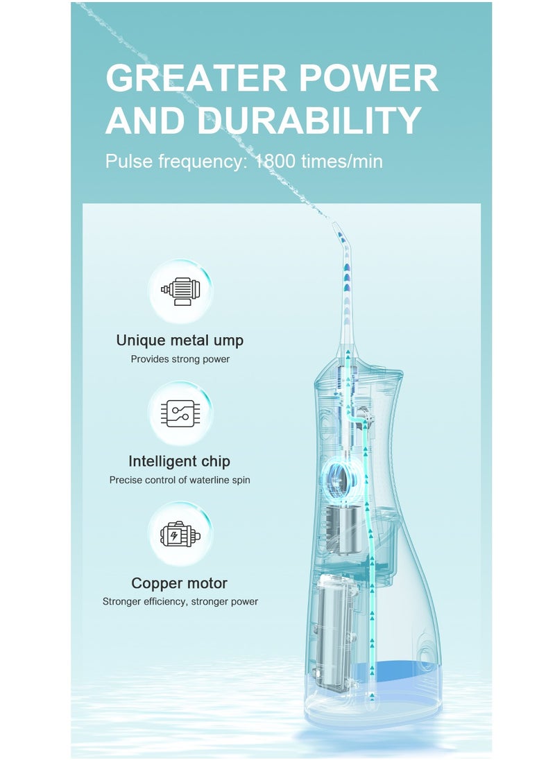 Portable Water Dental Flosser For Teeth Cleaning Dental Oral Irrigator With 4 Modes Scalable 4 Jet Nozzles IPX7 Water Resistance 300ML