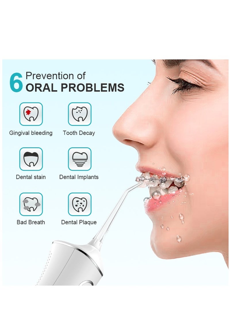 Portable Water Dental Flosser For Teeth Cleaning Dental Oral Irrigator With 4 Modes Scalable 4 Jet Nozzles IPX7 Water Resistance 300ML