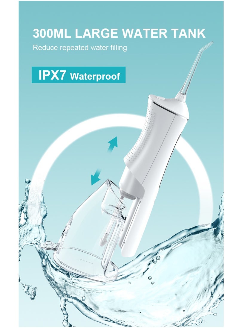 Portable Water Dental Flosser For Teeth Cleaning Dental Oral Irrigator With 4 Modes Scalable 4 Jet Nozzles IPX7 Water Resistance 300ML