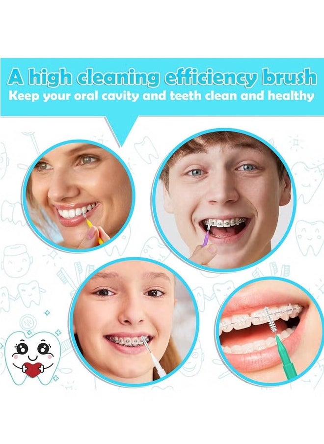 15PCS Braces Brush Teeth Flosser, Interdental Brush Braces Toothbrush Cleaning, Flosser Toothpick Cleaners Tooth Cleaning Tool for Adult - Yellow / Blue / Green