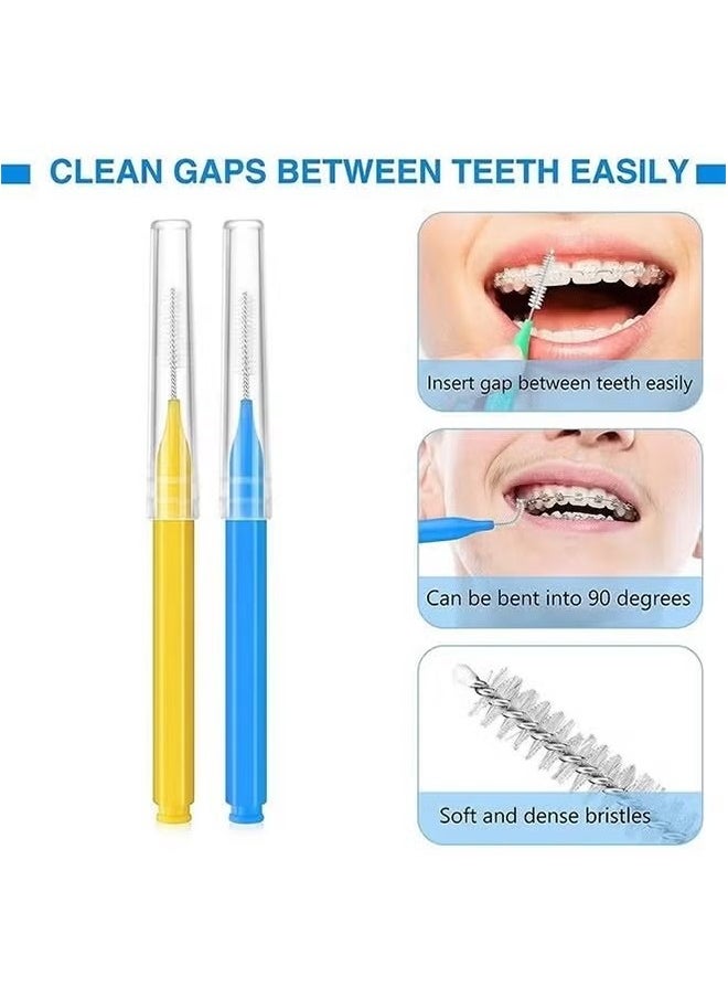 15PCS Braces Brush Teeth Flosser, Interdental Brush Braces Toothbrush Cleaning, Flosser Toothpick Cleaners Tooth Cleaning Tool for Adult - Yellow / Blue / Green