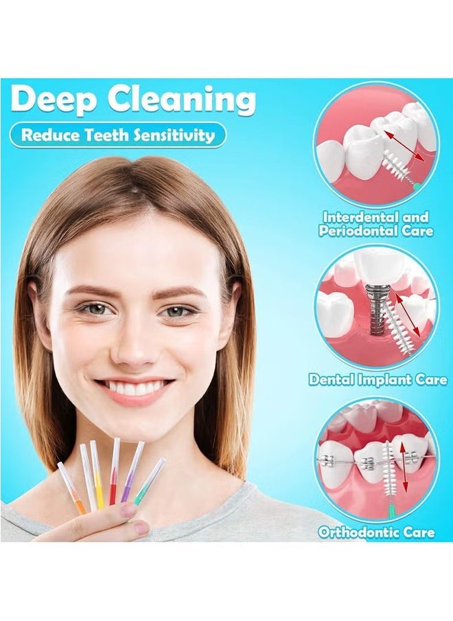 15PCS Braces Brush Teeth Flosser, Interdental Brush Braces Toothbrush Cleaning, Flosser Toothpick Cleaners Tooth Cleaning Tool for Adult - Yellow / Blue / Green