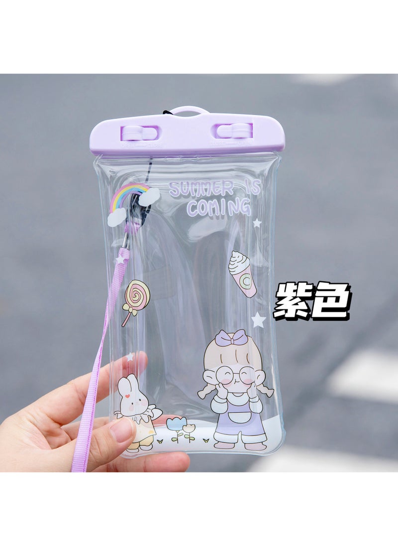 Cute Cartoon Floating Waterproof Phone Pouch Purple