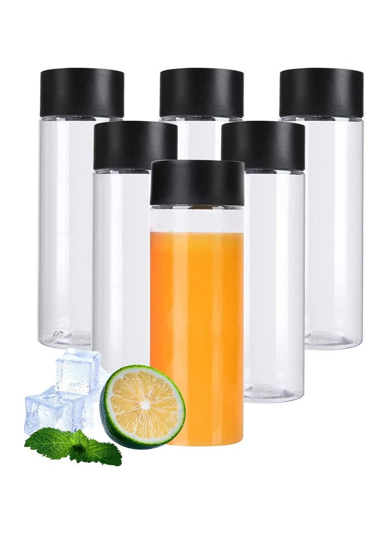 6PCS 300ML Clear Plastic Juice Bottles with Tamper-Seal Lids – Reusable PET Beverage Containers for Smoothies, Milk, Juice, Coffee, Water & Ramadan Iftari Soft Drinks