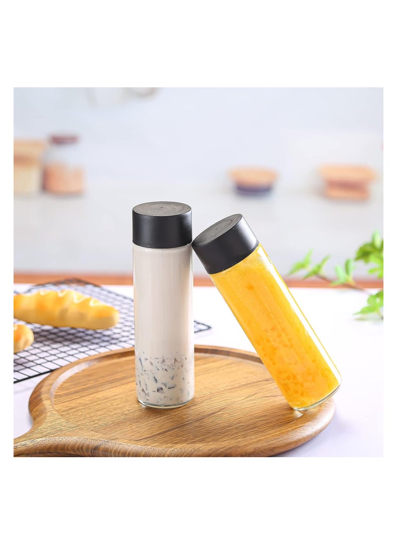 6PCS 300ML Clear Plastic Juice Bottles with Tamper-Seal Lids – Reusable PET Beverage Containers for Smoothies, Milk, Juice, Coffee, Water & Ramadan Iftari Soft Drinks