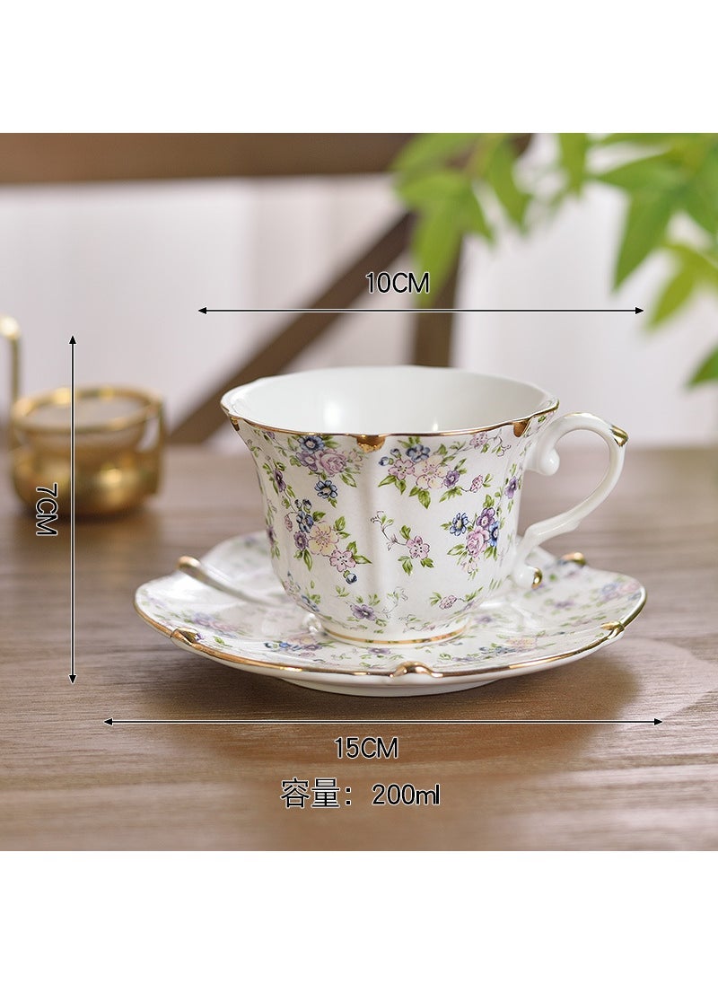 Middle Ancient Cup Blue and White Porcelain Coffee Cup Saucer suit Ceramic Retro European-style Exquisite High-end Light Luxury Afternoon Tea Cup Small flower cup and saucer