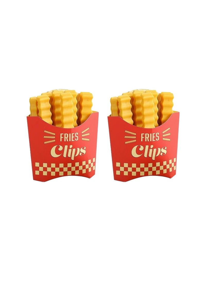 Creative Magnetic Seal Clips for Snack Bags 2 boxes of French fries clip [24 pieces including magnetic box]]