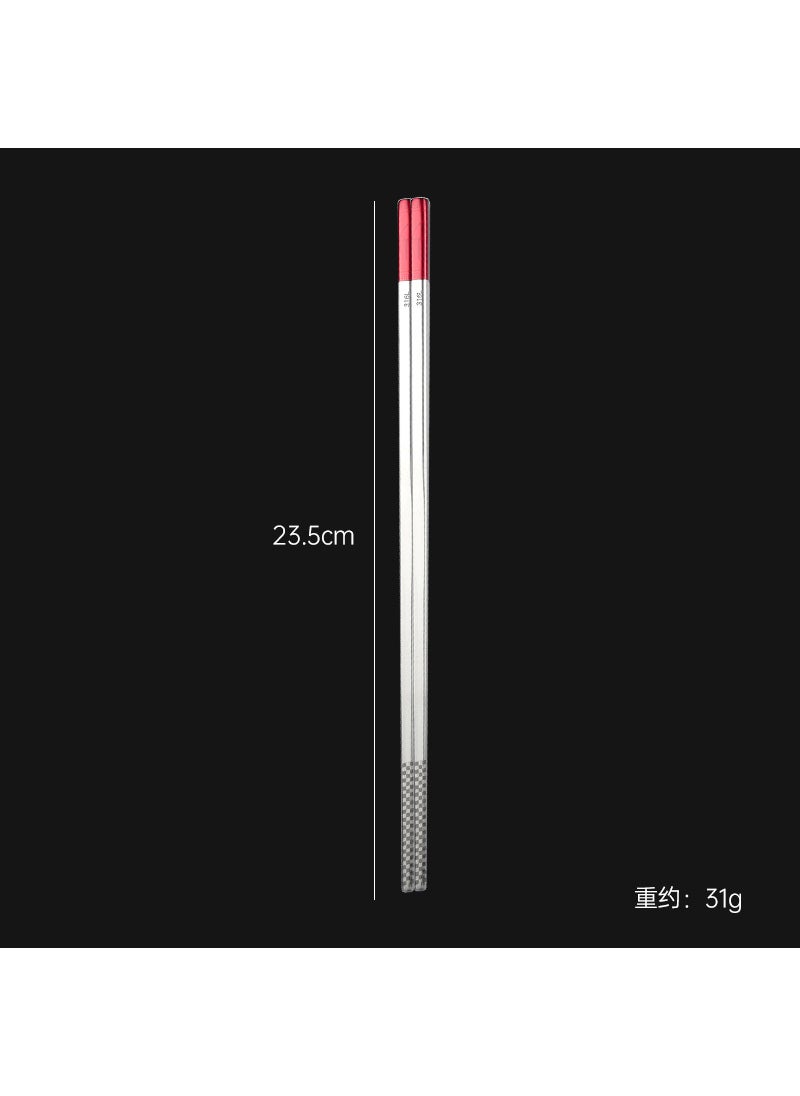 High-Temperature 316 Stainless Steel Chopsticks Set Red-316 steel
