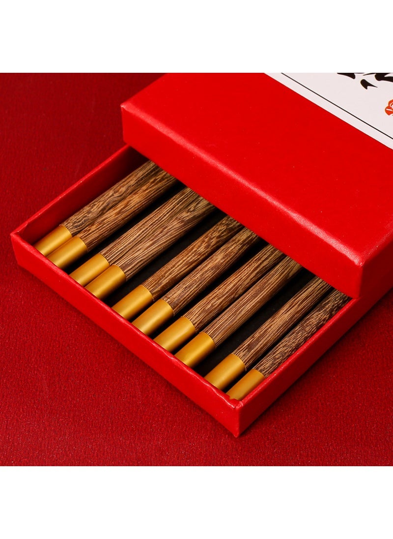 Guochao Household Solid Wood Chicken Wing Wood Red Sandalwood Chopsticks Gift Chopsticks Set 5 Pair Pack Spot Community Group Purchase Wings wooden dome gift box