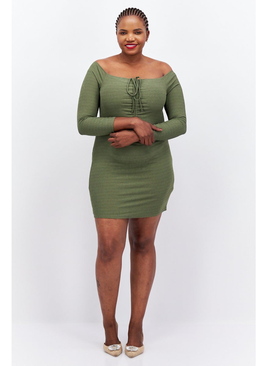 Women Textured Mini Dress, Black