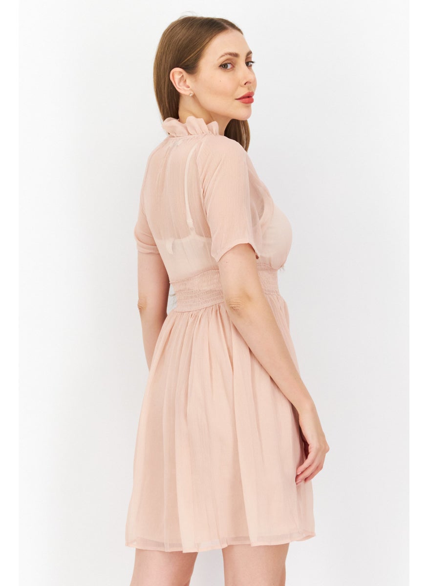 Women Plain Mini Dress, Pink