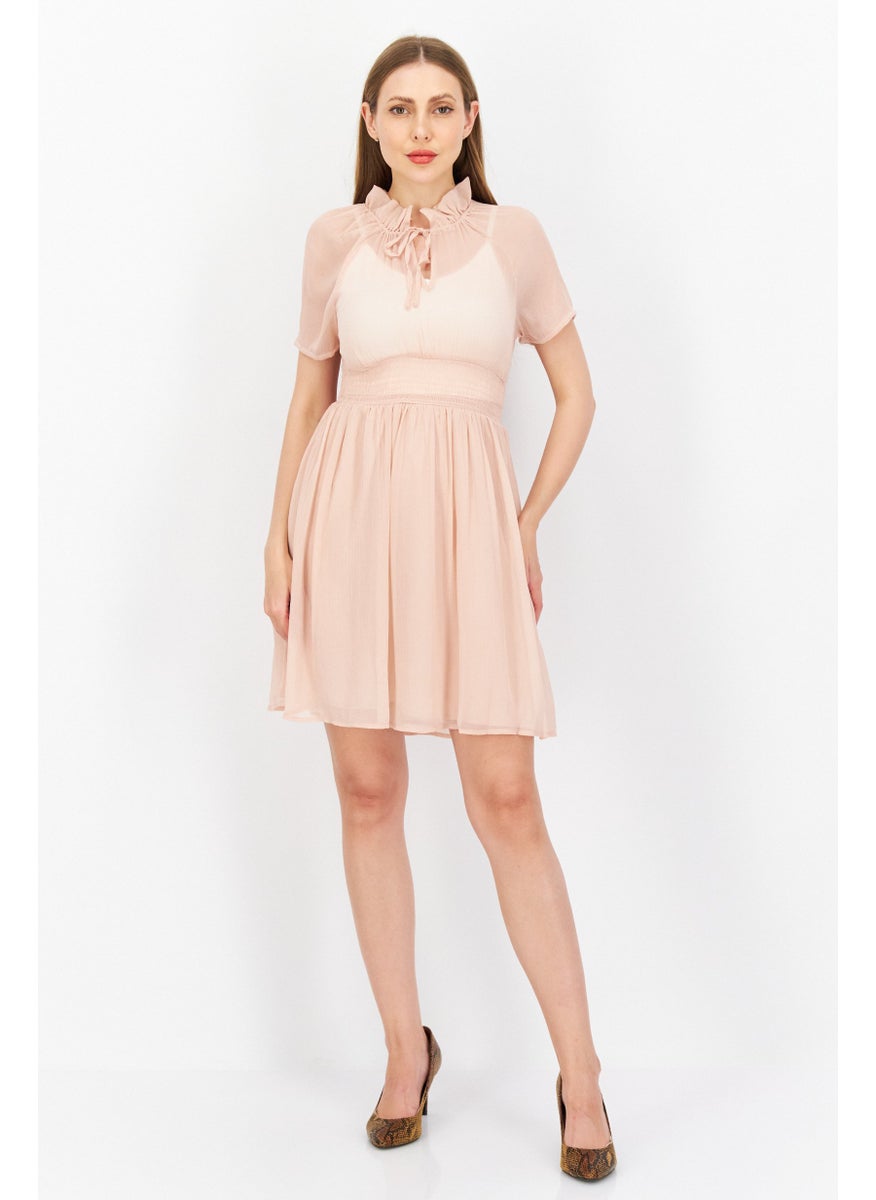 Women Plain Mini Dress, Pink