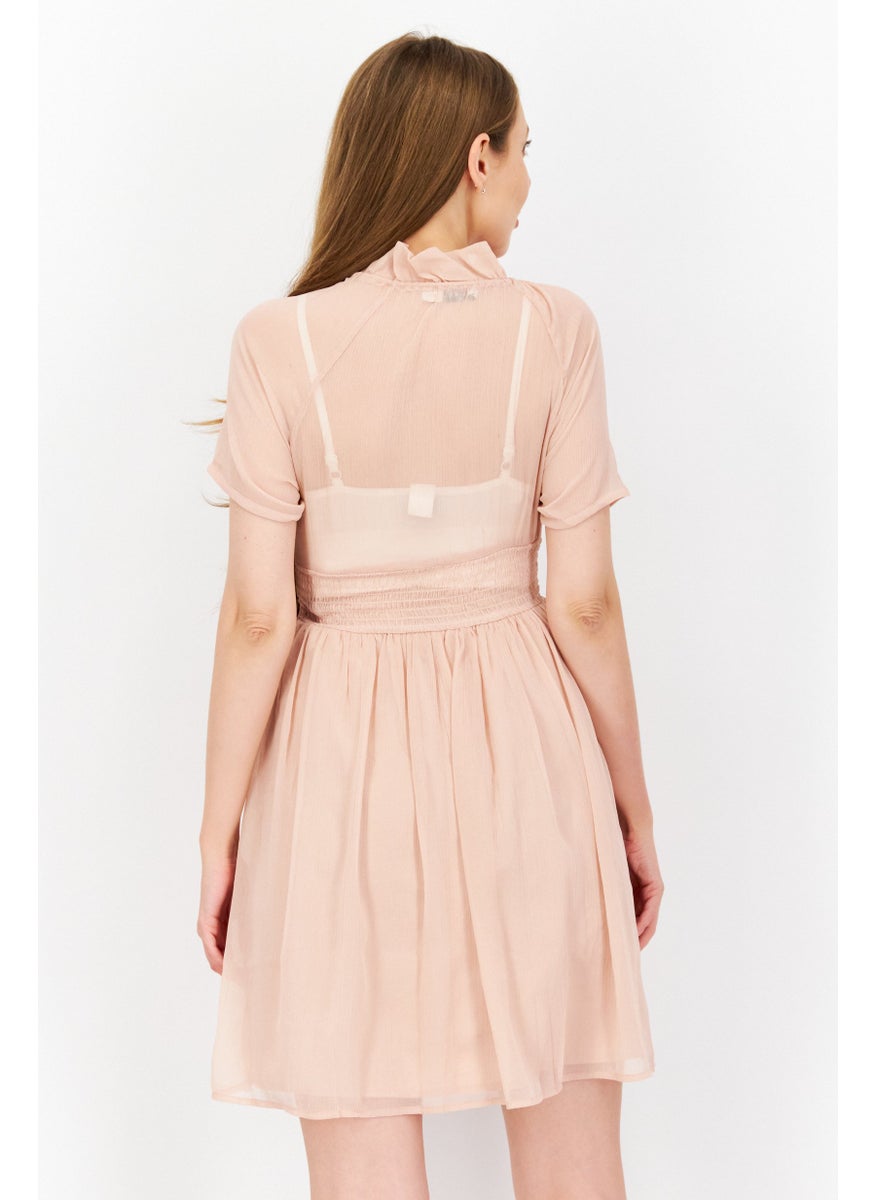 Women Plain Mini Dress, Pink