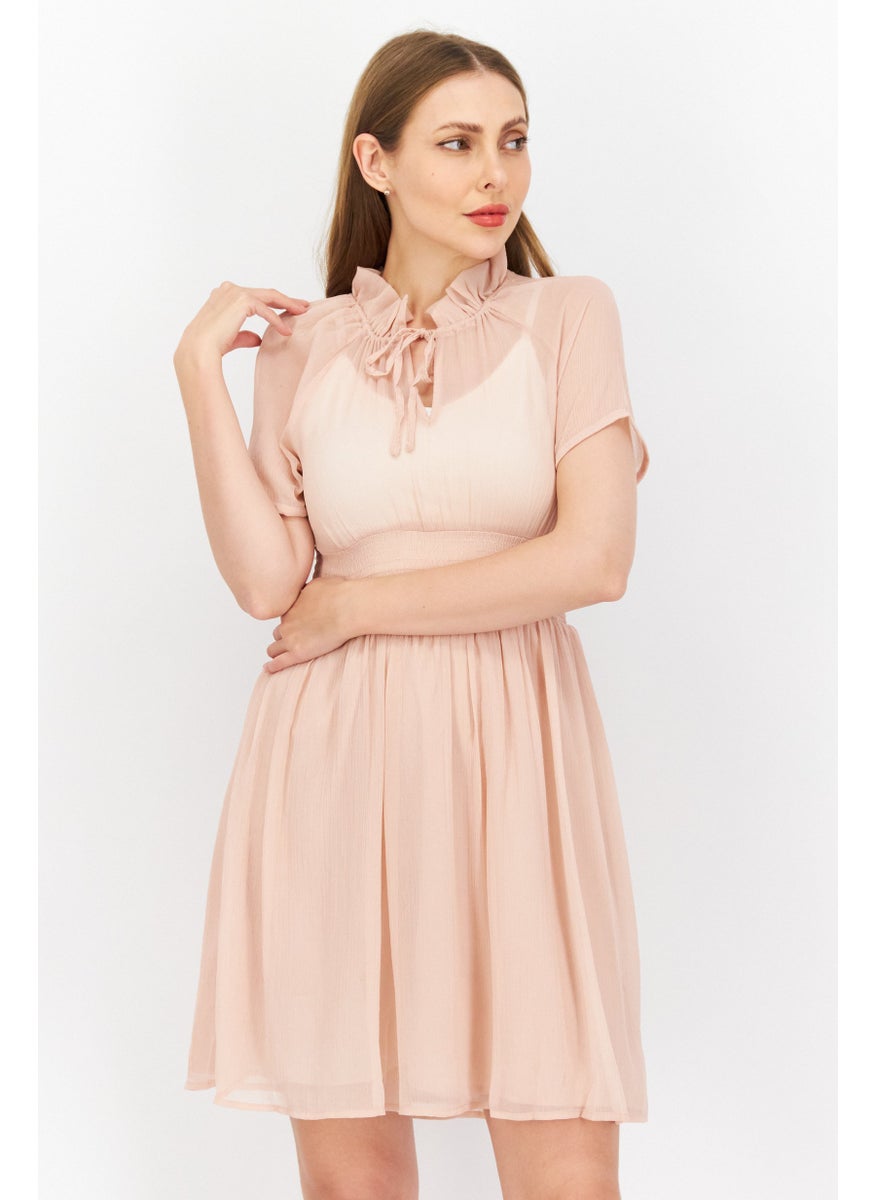 Women Plain Mini Dress, Pink