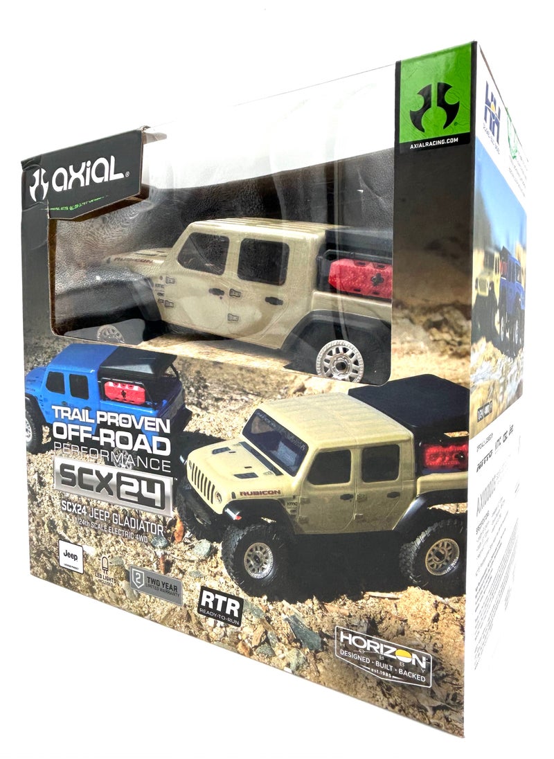 MZtoyz RC Truck 1/24 SCX24 Jeep JT Gladiator 4WD Rock Crawler Brushed RTR (Everything is Included in The Box), Beige, AXI00005T1